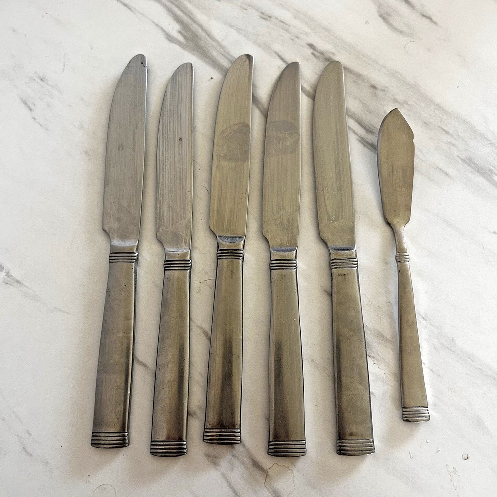 Wallace 18/10 Dinner Knives & Butter Knife Flatware Napoli Lot of 6 FFF